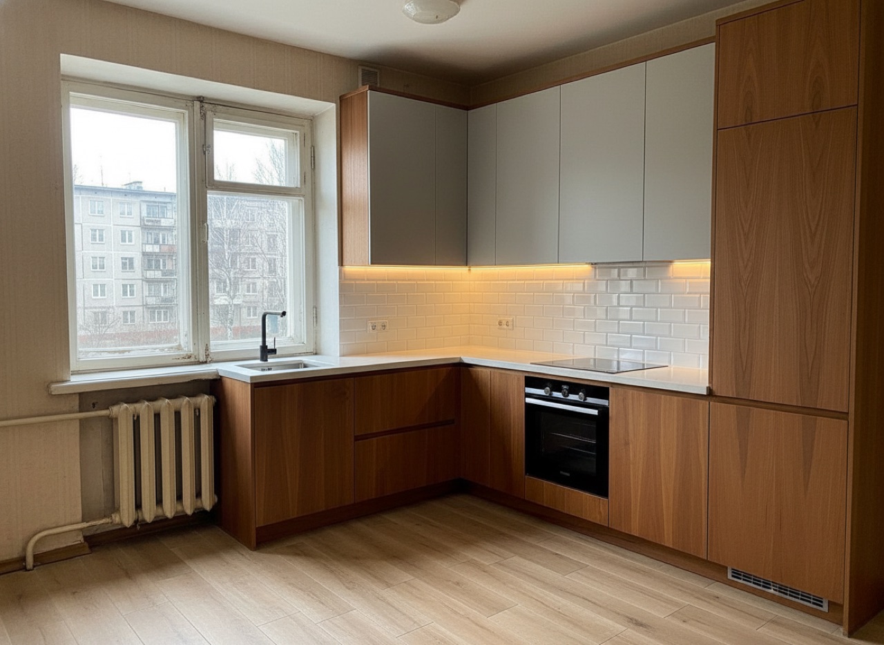 Сгенерированная кухня клиента в стиле Wood